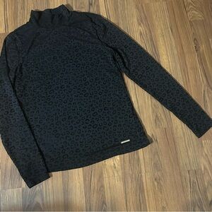 Nine West Black Leopard Pattern Long Sleeve Top